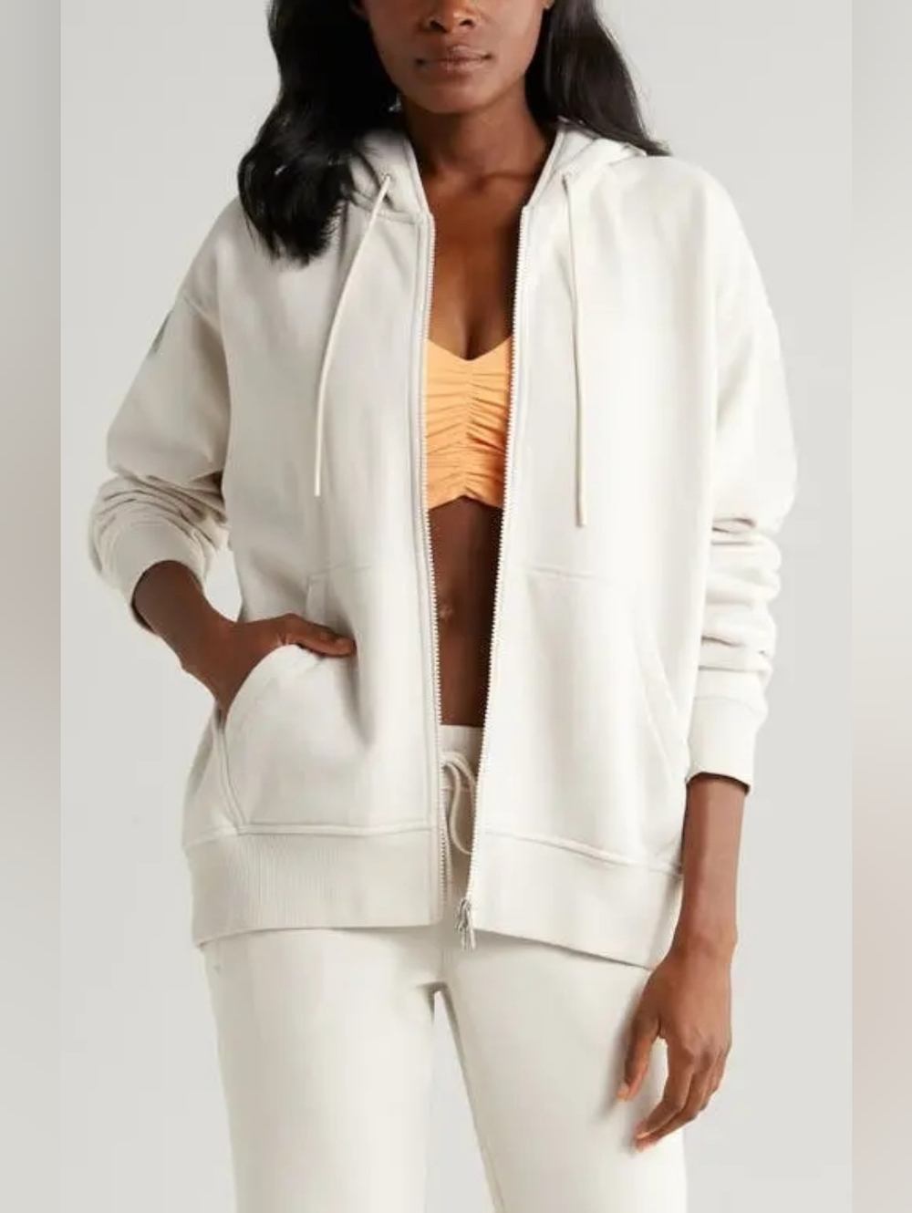 Zella Cloud Fleece Zip Hoodie - Grey Moonbeam